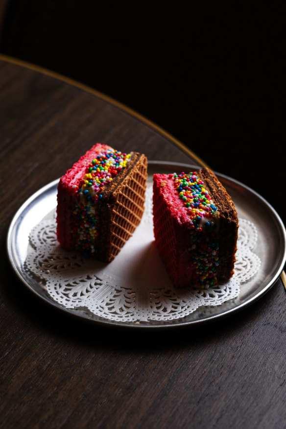 The fairy bread ice-cream sandwich.