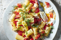 15-minute preserved lemon and tomato pasta.