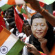 An Indian schoolgirl wore a face mask of Chinese President Xi Jinping to welcome him last year.