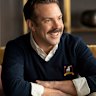 This image released by Apple TV+ shows Jason Sudeikis in a scene from "Ted Lasso."  