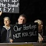 Members of the Cyprus Community of NSW protest outside the Stanmore club.
