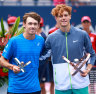 Alex de Minaur (left) lost the Canadian Open final to Jannik Sinner.
