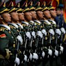 China’s servicemen take part in the Victory Day military parade in Moscow on May 9.