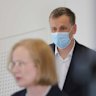 Dr Krispin Hajkowicz and Chief Health Officer Jeannette Young at the announcement of his appointment to the role in Brisbane this month.