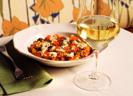 Gnocchi with spanner crab and a herb and lemon crumble.
