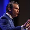 US Secretary of Defence Pete Hegseth speaking in Singapore on Saturday.