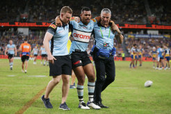 Sione Katoa was one of four Sharks players whose night was ended early by injury.