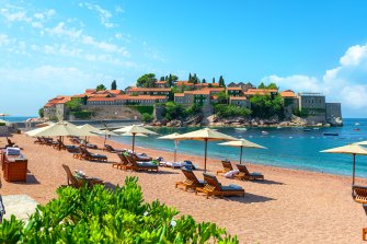 Beach near the island of Sveti Stefan Hotel, Montenegro