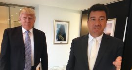 Nick Bryant at a 2014 interview with Donald Trump. Two years later Trump would be elected president. “It’s wrong to regard his presidency as an accident,” says Bryant.