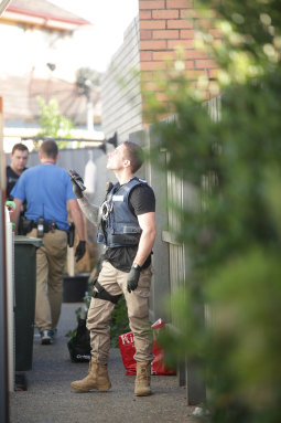 Police at the Bentleigh East home. 