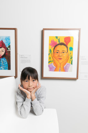 Nauen Lee, 9, winner of the 9-12 year-olds with her work ‘My pretty mum’. 