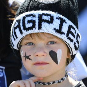 Next gen: Collingwood fans young and old gathered to cheer their side before the premiership decider against West Coast.