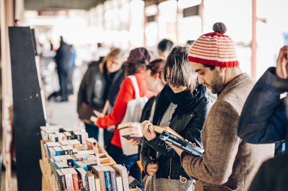 Book lovers perusing the stalls at Clunes Booktown Festival.
