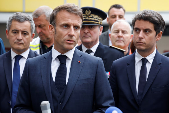 French President Emmanuel Macron with then-education minister Gabriel Attal in October last year.