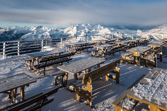 Front-row sunset seats at a rifugio high in the mountains.
