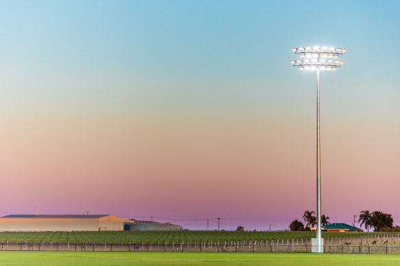 The Mildura Sporting Precinct, a brand new $43 million facility surrounded by vineyards. 