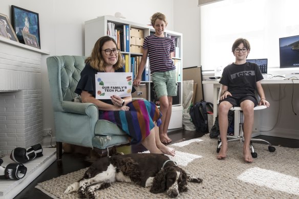 Nicola O’Brien drew up a tech use agreement with her twin sons Charles and Miles.