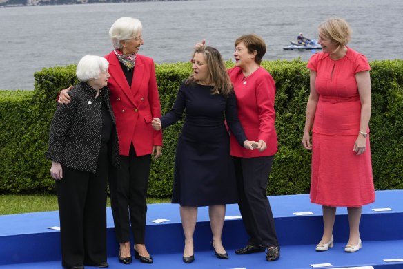 US Treasury Secretary Janet Yellen, European Central Bank president Christine Lagarde, Canada’s Finance Minister Chrystia Freeland, IMF head Kristalina Georgieva and UK finance chief Lindsey Whyte were among those in attendance.