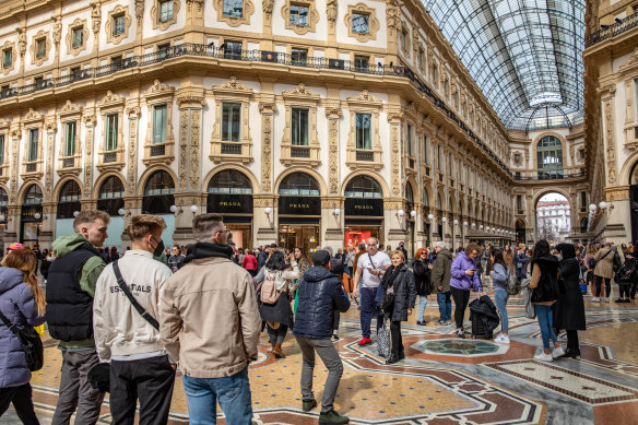 Stay alert in busy tourist areas, which are typically targeted by thieves. Pictured: the Galleria Vittorio Emanuele II shopping mall in Milan, Italy.