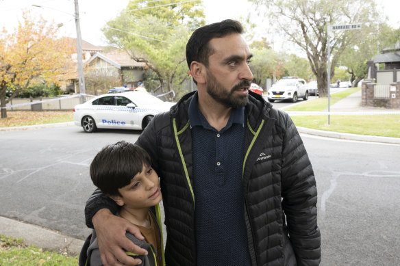 Neighbour Mujahid Torwali and his son, Azaan,10, heard the shooting. 