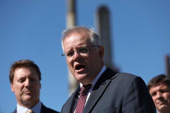 Scott Morrison speaking in Brisbane on Monday.