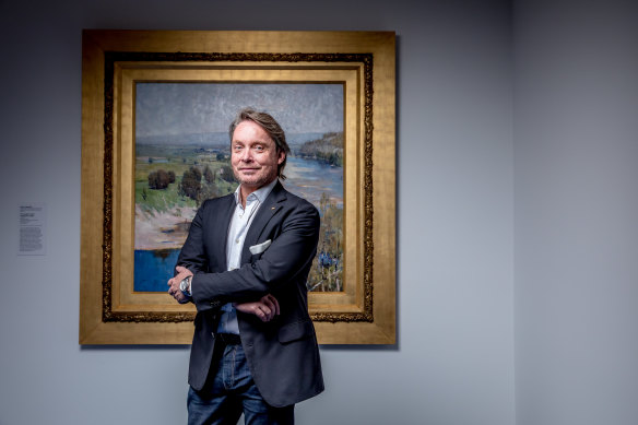 NGV director Tony Ellwood in front of Arthur Streeton’s The Purple Noon’s Transparent Might as part of the She-Oak and Sunlight exhibition. 