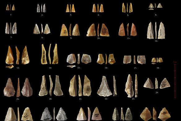 Some of the tools found at the Mandrin cave over the years.