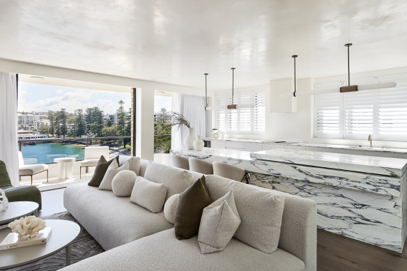 The Manly penthouse of Clayton Larcombe is newly renovated throughout by Kyara Larcombe’s Larc Interiors.