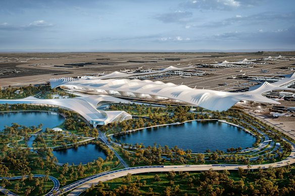 An artist’s impression of Dubai World Central – Al Maktoum International (DWC); expansion will be complete in 2032.
