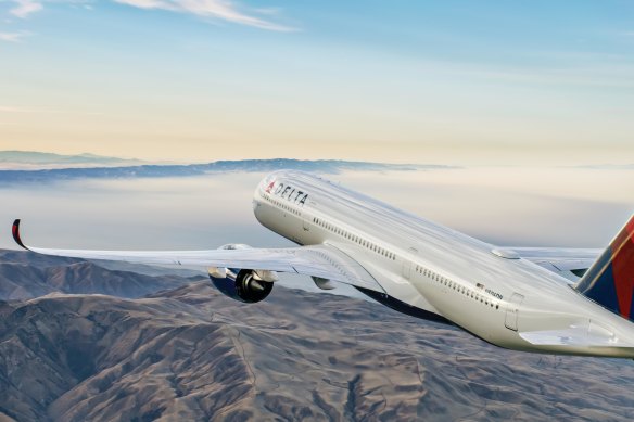 Delta’s A350 in the air.