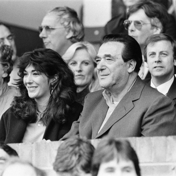 Robert Maxwell and his daughter Ghislaine watch a soccer match between Oxford United - which Robert Maxwell owned - and Brighton & Hove Albion  in 1984.