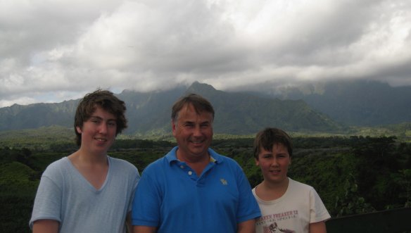 Thomas, 17, Ralph and Stuart, then 13, in Hawaii.