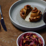 Celeriac pithivier with onion and stout gravy poured tableside.⁠