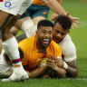 Test rugby action as it happened: Wallabies defeat England 30-28 after red card and Quade Cooper injury drama