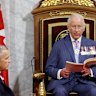 King Charles delivers the speech from the throne in the Senate in Ottawa, Ontario.