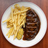 Steak frites with beef jus.