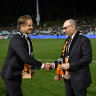 Former Wests Tigers’ chief executive Justin Pascoe and ex-chairman Lee Hagipantelis.