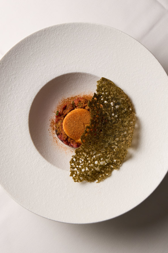 Hand-cut tartare of wild venison.
