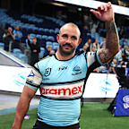 Braydon Trindall salutes the Sharks fans.