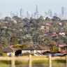 A view of the CBD skyline from Mickleham Road in Greenvale: Melbourne’s urban growth boundary has been extended several times.