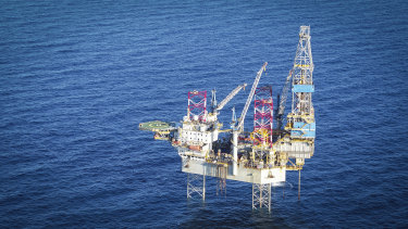 The Noble Tom Prosser rig has been drilling into the rock at the bottom of the ocean as part of the CarbonNet project.