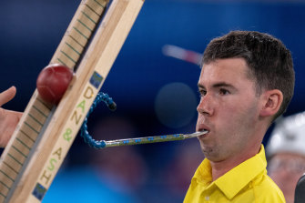 Daniel Michel playing against Scott McCowan in  the bronze medal match on Wednesday. 