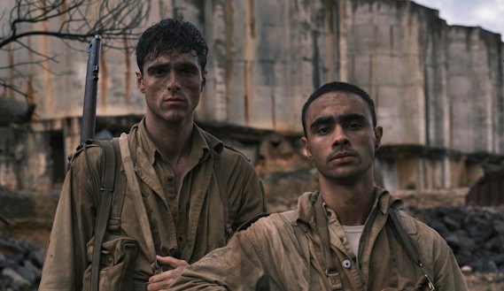 Jacob Elordi (left) as Dorrigo Evans and Thomas Weatherall as Frank Gardiner in The Narrow Road To the Deep North. 