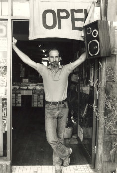 Warren Fahey, head of Larrikin Records, outside Folkways Music Paddington.