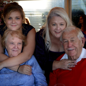 Katie Gillings with her mother Shay and her grandparents Joyce and Vic Parker.