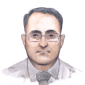 A sketch of Bradley Edwards on day two of the Claremont serial killer case.