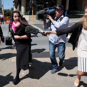 Prosecutor Carmel Barbagallo arrives at the Supreme Court of Western Australia.