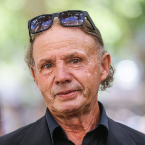 Gordon “Snowy” Fleet at the Sydney funeral for Stevie Wright in 2016. 