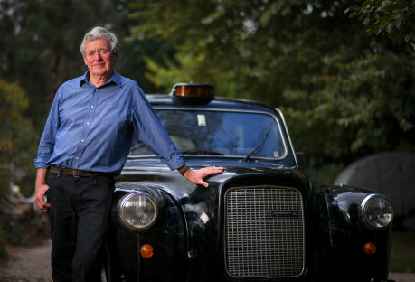 Dillon pictured in front on his London-style black cab, just like the one Prince Philip travelled in to go unnoticed in crowds.