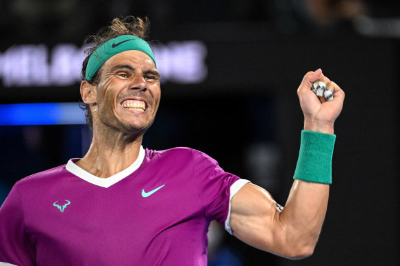 Rafael Nadal after winning through to the men’s singles final. 